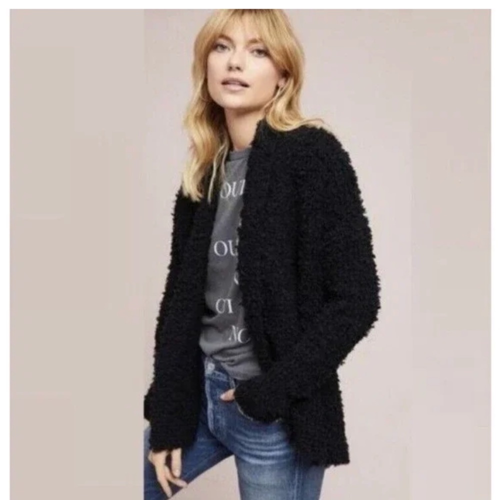 Anthropologie AKEMI + KIN Bernadette Black Cardigan Sweater Size Small